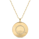 Large Pave Accented Round Textured Pendant - Splendid Iris