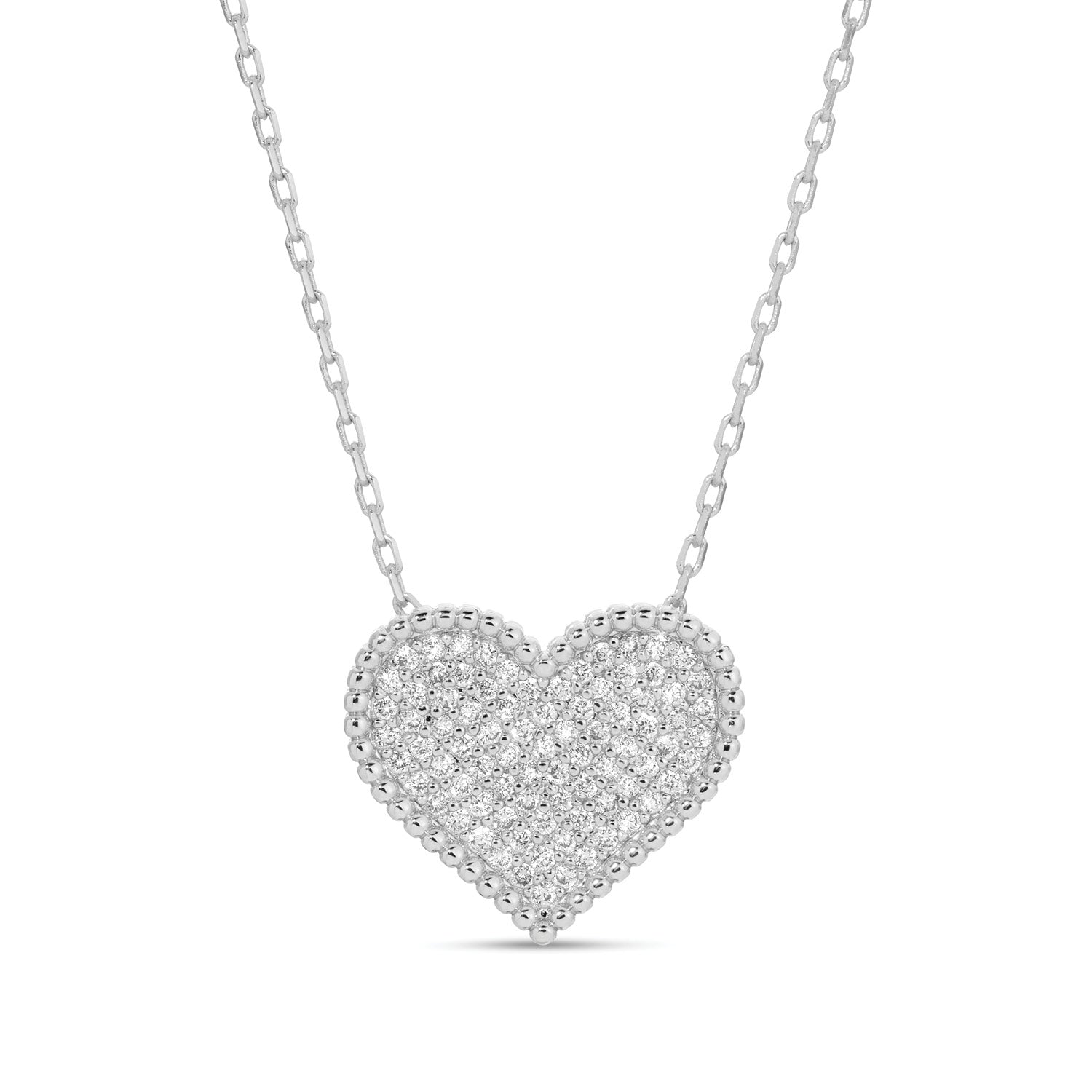 Pave Heart Necklace (3D) - Splendid Iris