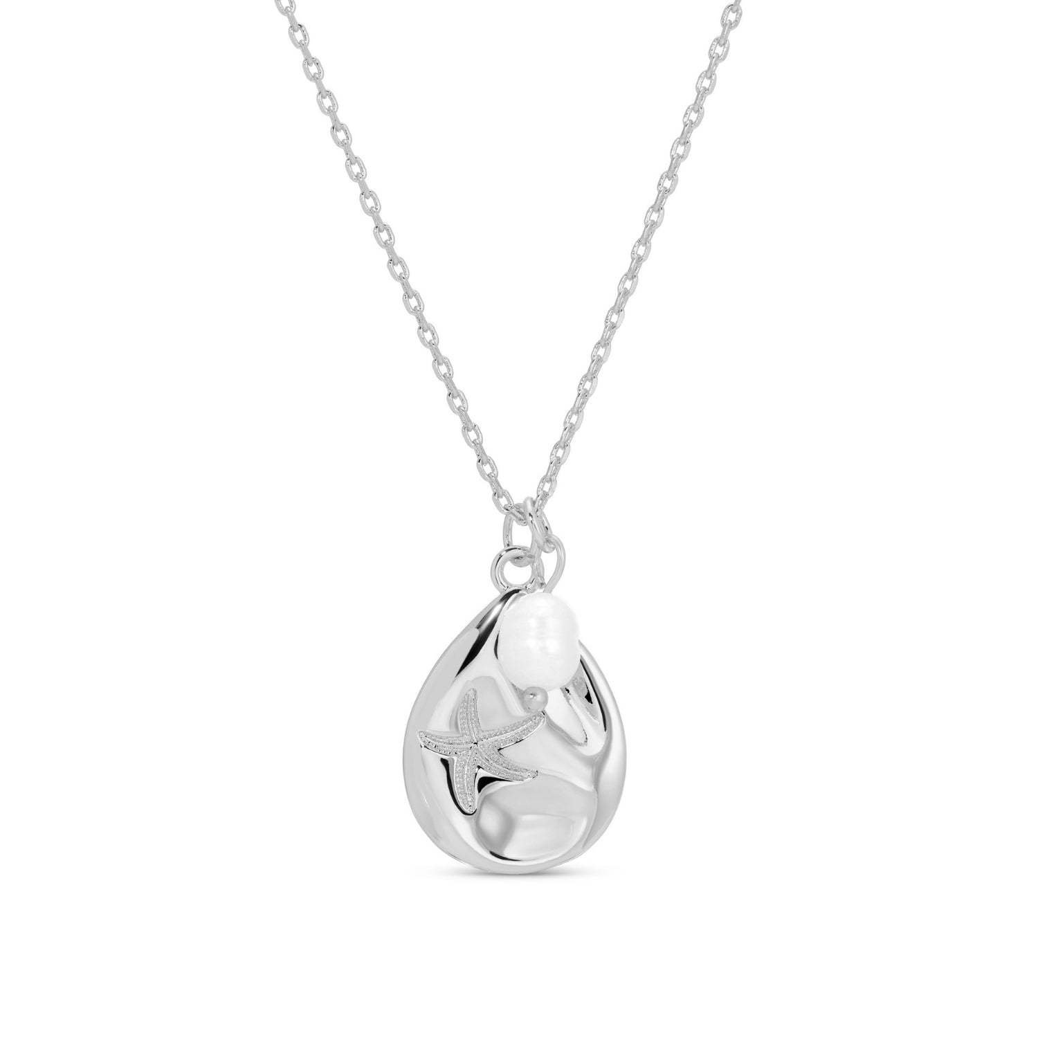 Starfish Accented Pendant with Pearl Charm - Splendid Iris