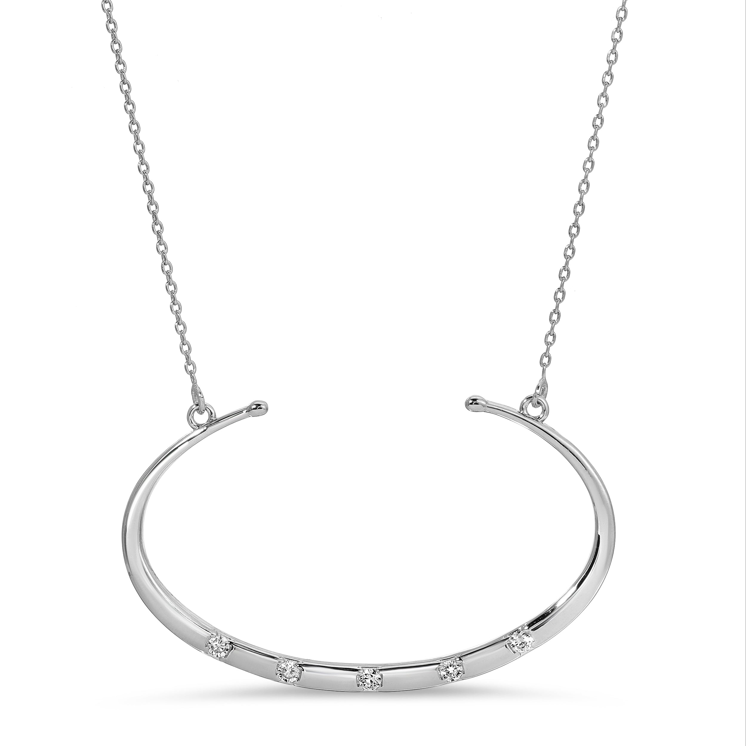 Statement Crescent Pendant Necklace - Splendid Iris