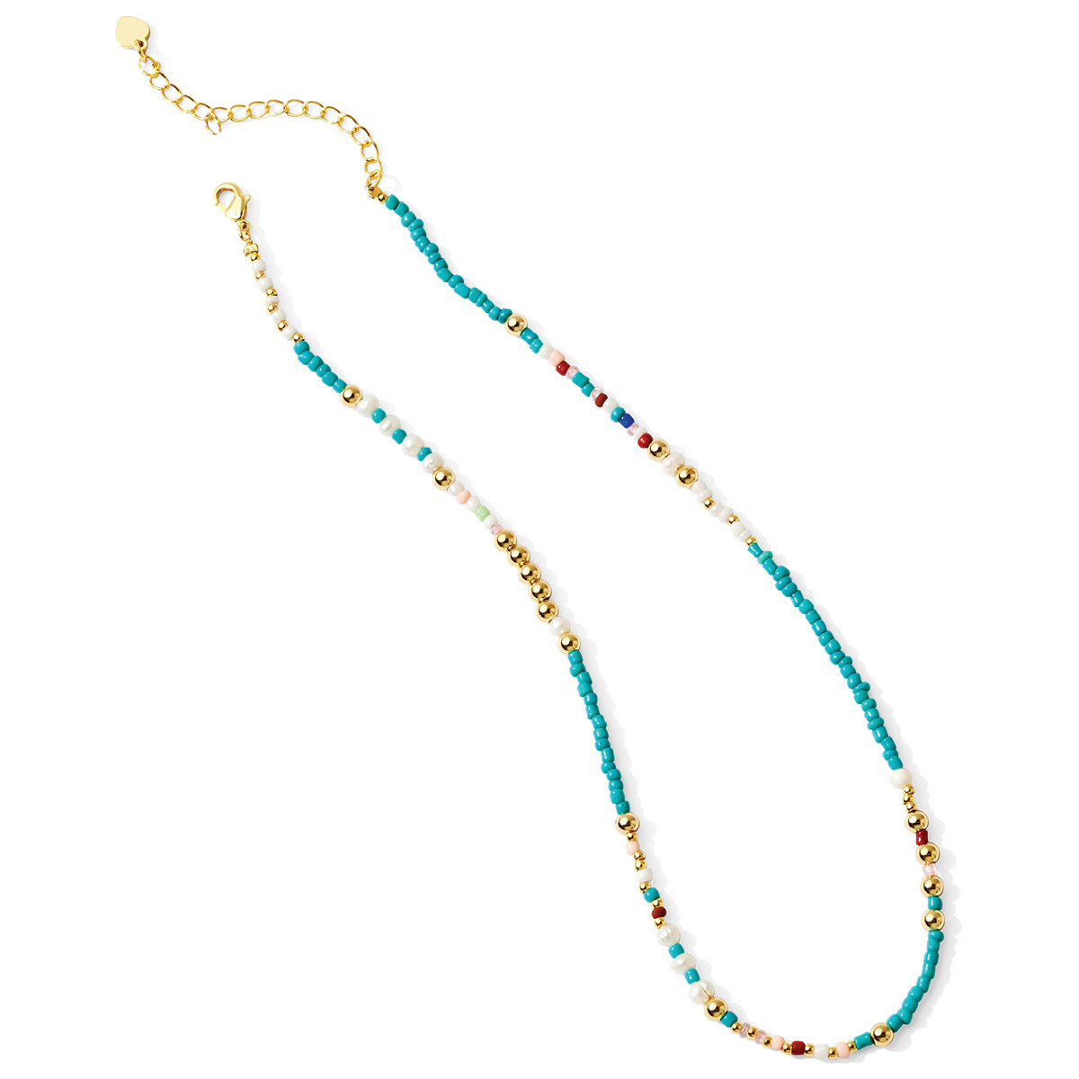 Pearl Accented Seed Bead Necklace - Splendid Iris