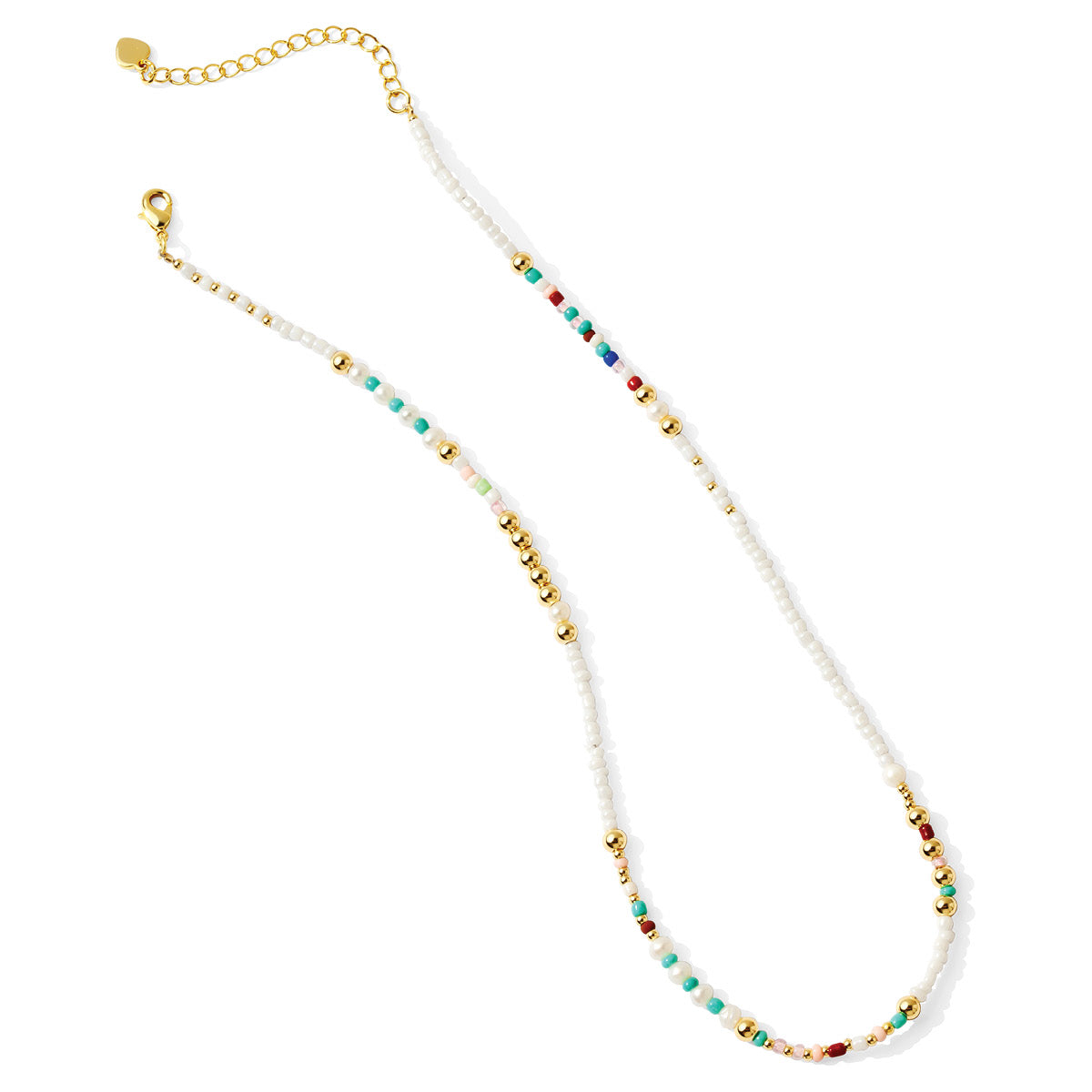 Pearl Accented Seed Bead Necklace - Splendid Iris