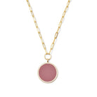 Circle Pave Pendant Paperclip Chain Necklace - Splendid Iris