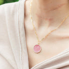 Circle Pave Pendant Paperclip Chain Necklace - Splendid Iris