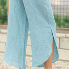 Linen Side Slit Pant - Splendid Iris