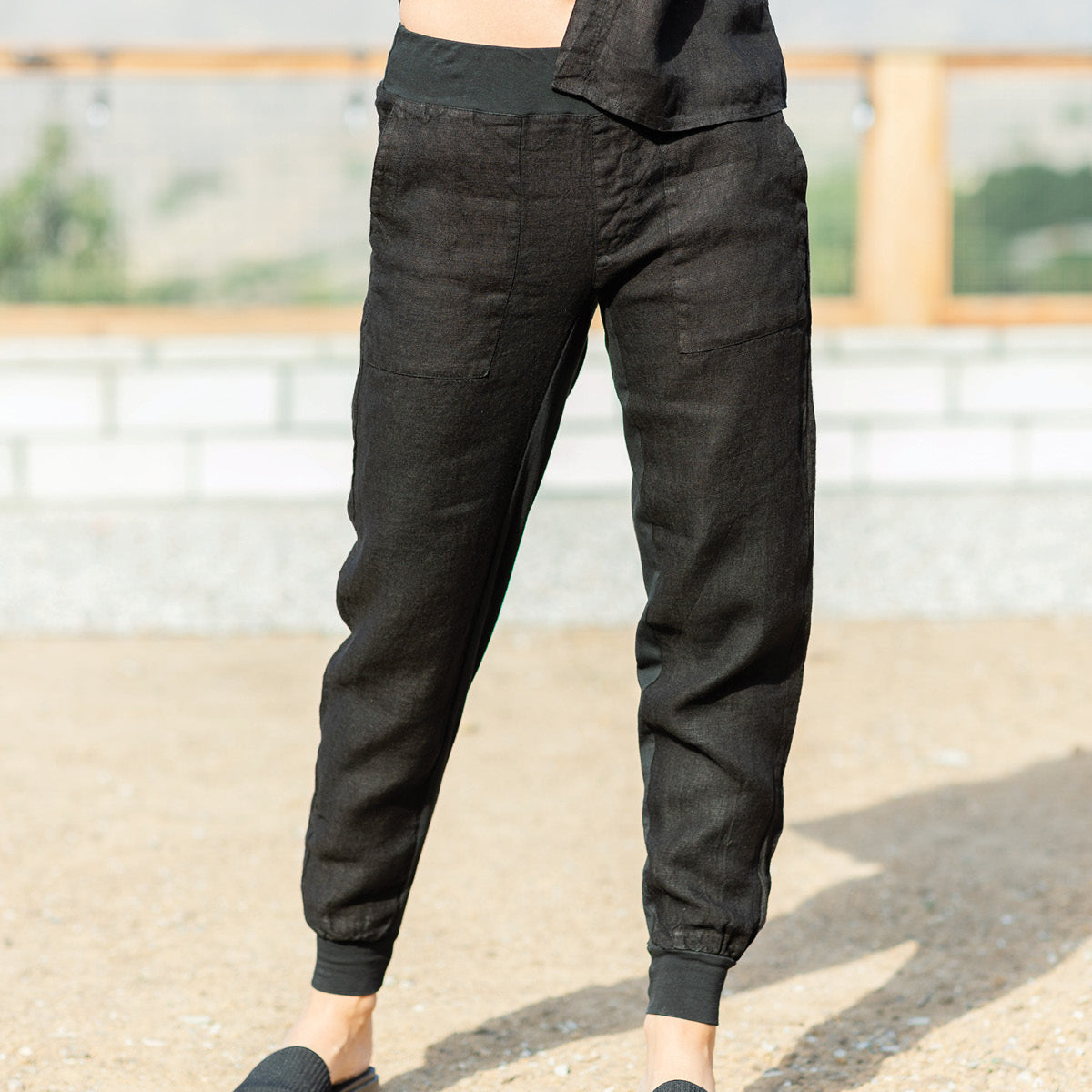 Linen Joggers - Splendid Iris