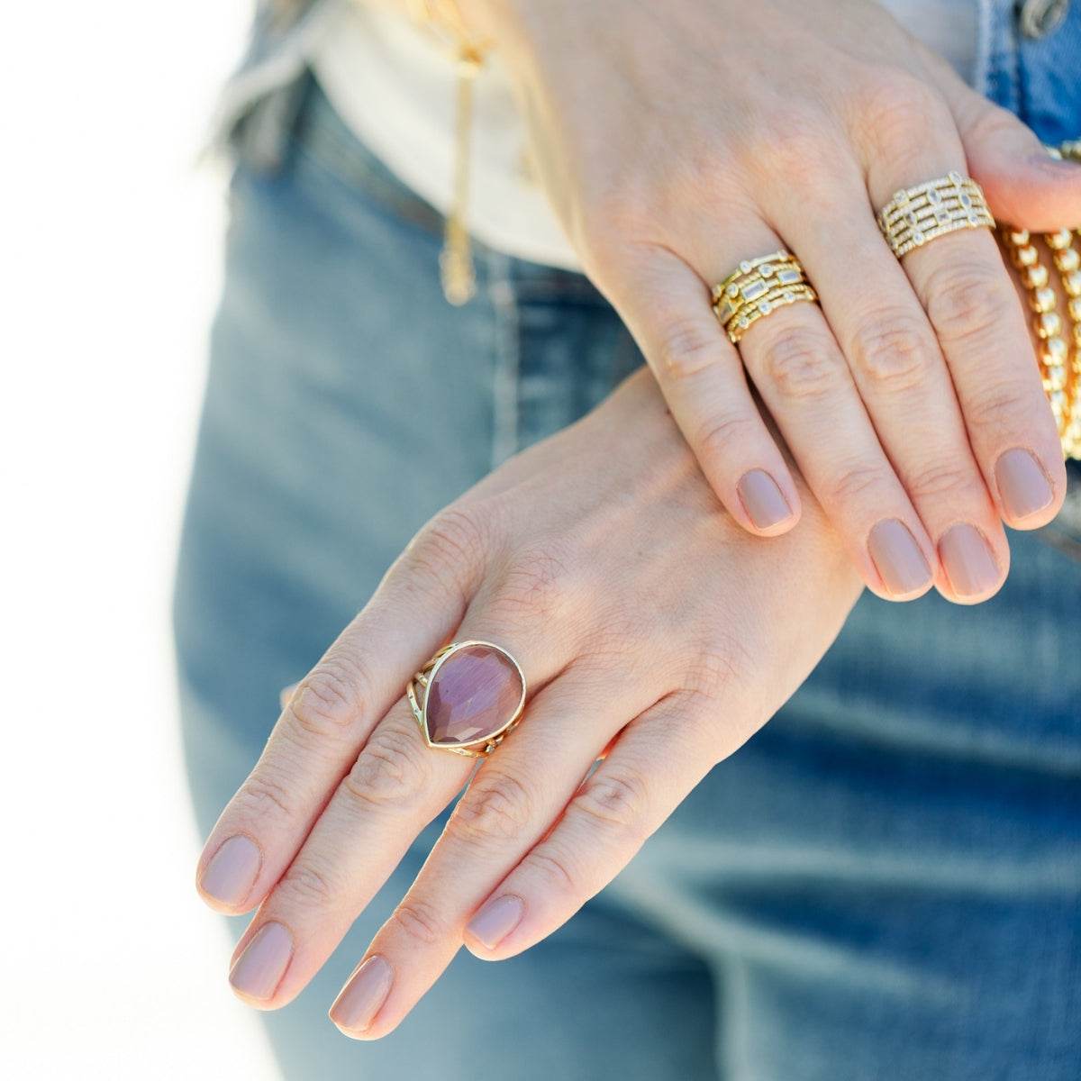 Boss Babe Stone Teardrop Ring - Splendid Iris