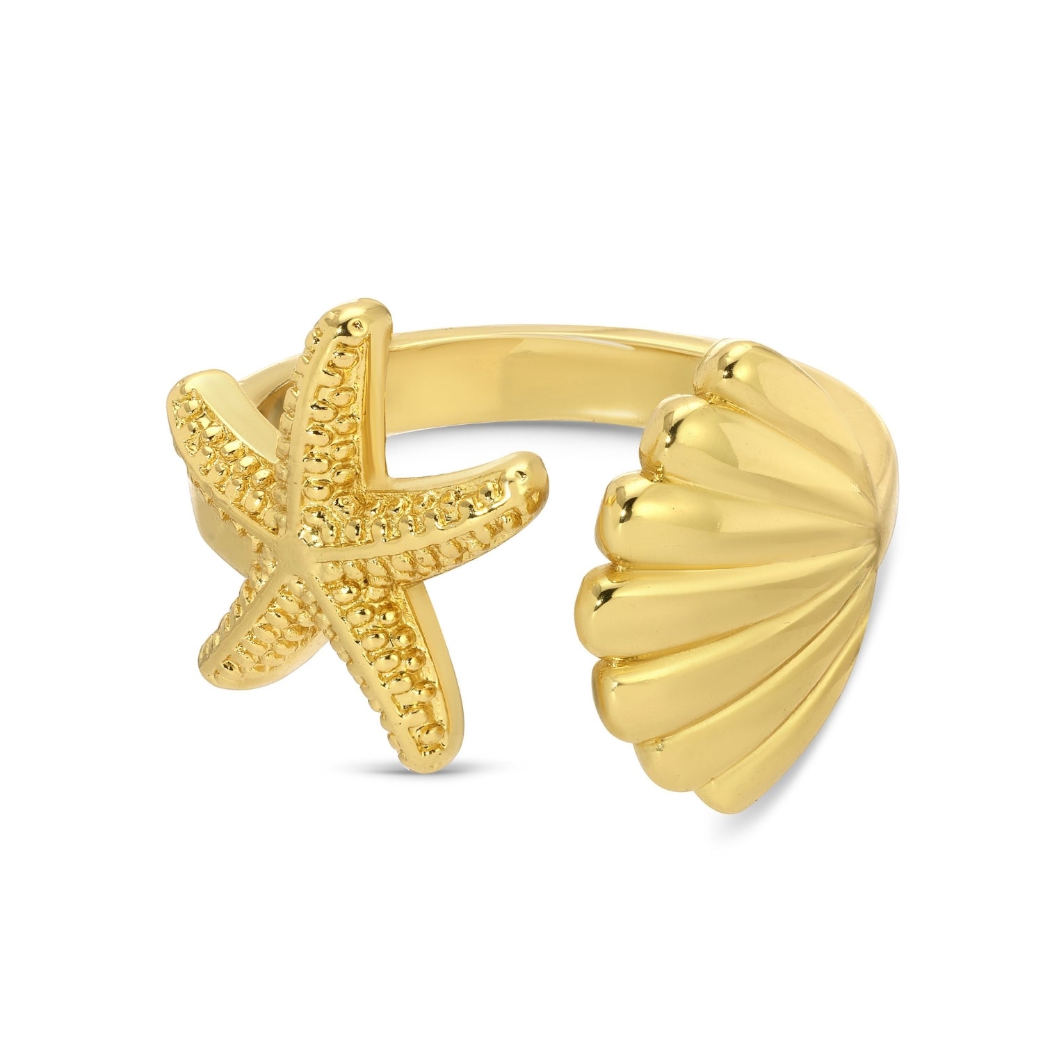 Starfish and Shell Adjustable Ring - Splendid Iris