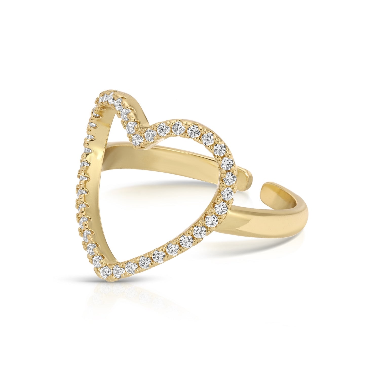 Pave Heart Adjustable Ring - Splendid Iris