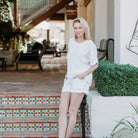 Linen Cuffed Shorts - Splendid Iris