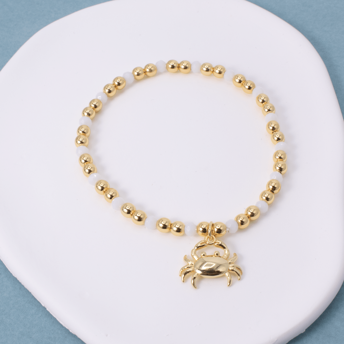 Crab Charm Beaded Stretch Bracelet - Splendid Iris