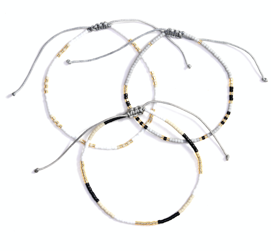 Set/3 Adjustable Delicate Miyuki Bracelets - Splendid Iris