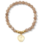 Stretch Stone Bracelet With Round Cross Charm - Splendid Iris