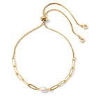 Delicate Link Chain Pearl Pulley Bracelet - Splendid Iris