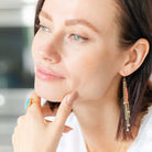 Long Earring with a Pop of Color - Splendid Iris