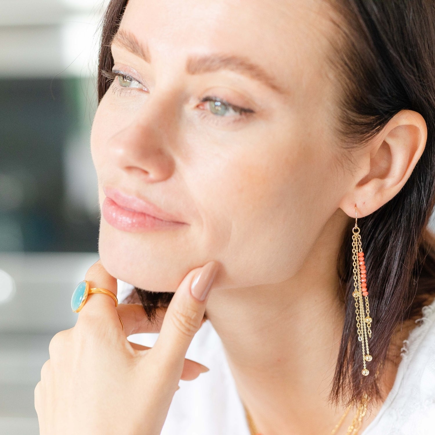 Long Earring with a Pop of Color - Splendid Iris