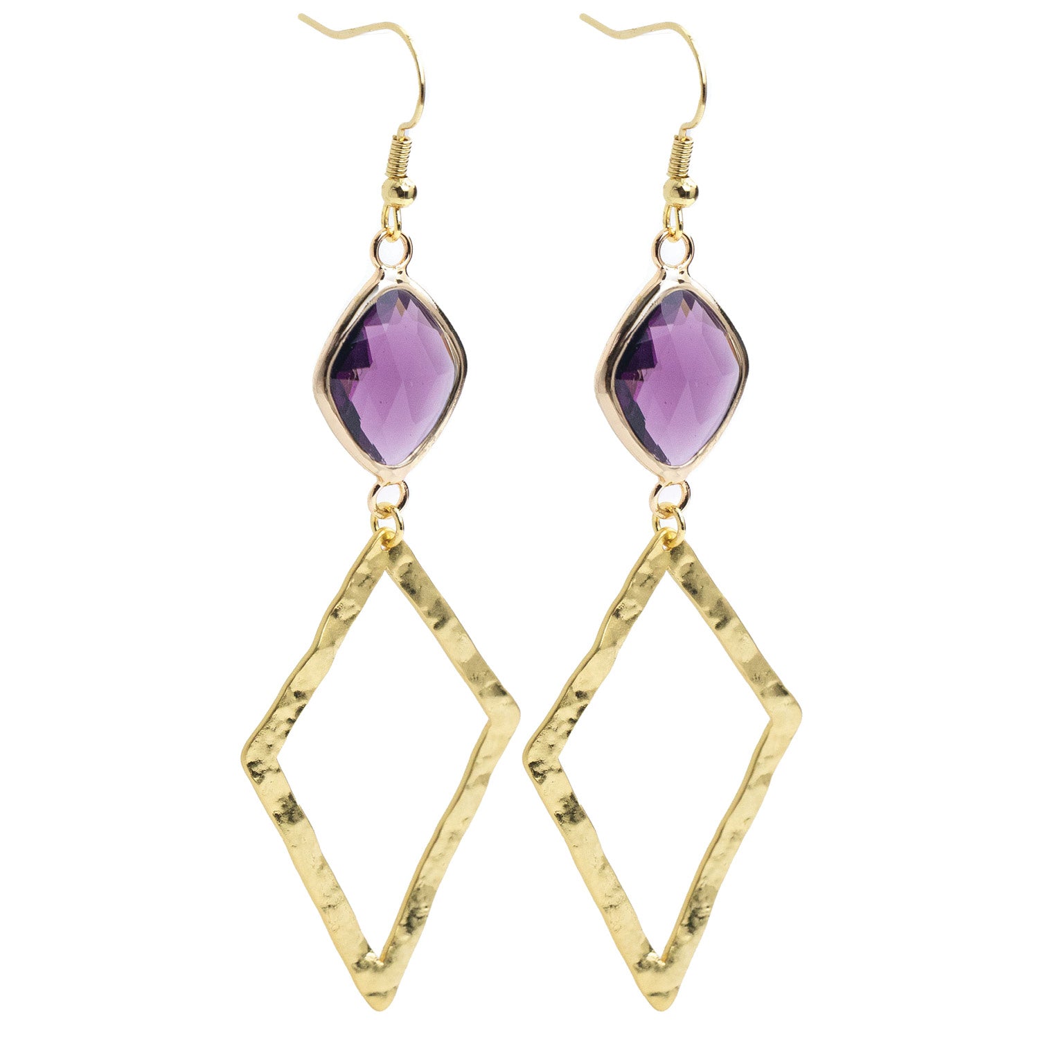 Long Crystal Accented Earrings - Splendid Iris