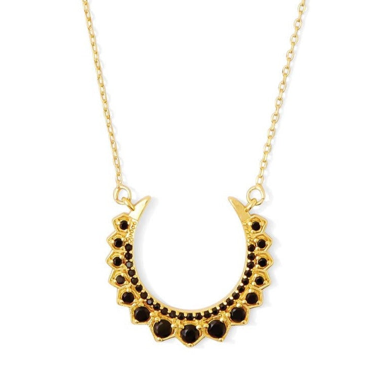 Black Accented Crescent Necklace - Splendid Iris