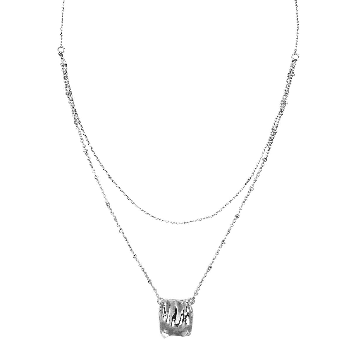 Contemporary Square Pendant with Chain Layer - Splendid Iris