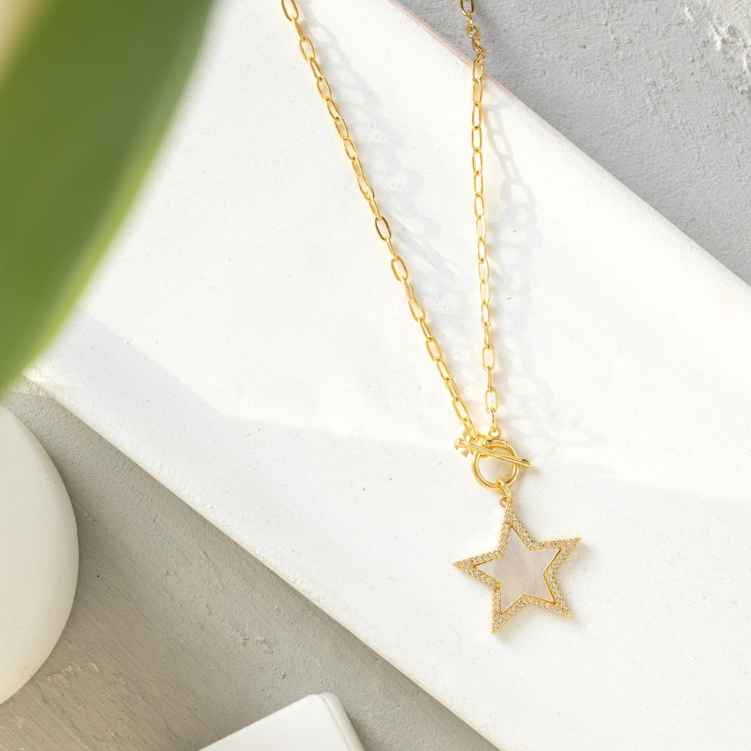 MOP Pave Star Toggle Pendant Necklace - Splendid Iris