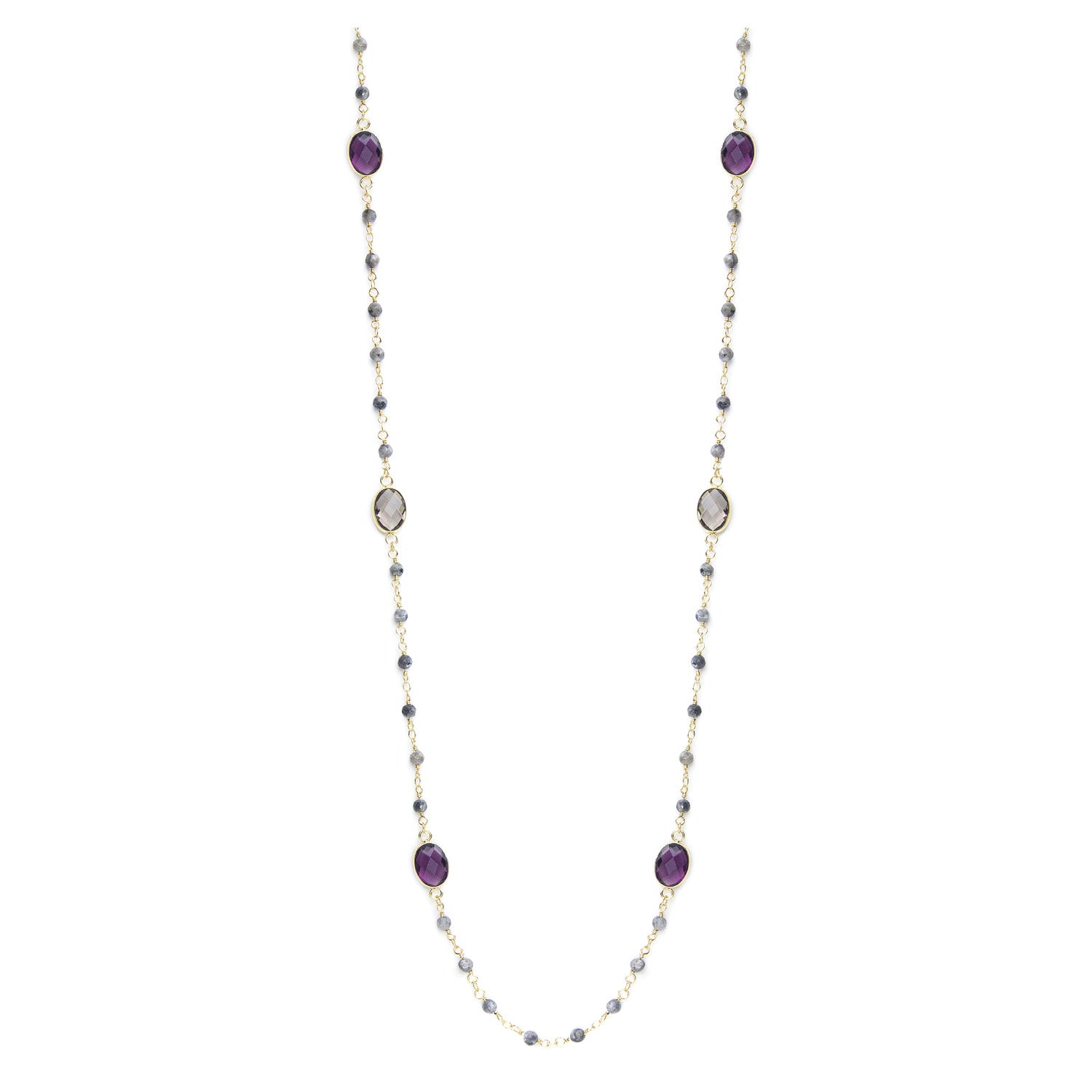 Long Stone and Crystal Necklace - Splendid Iris