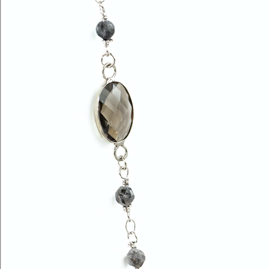 Long Stone and Crystal Necklace - Splendid Iris