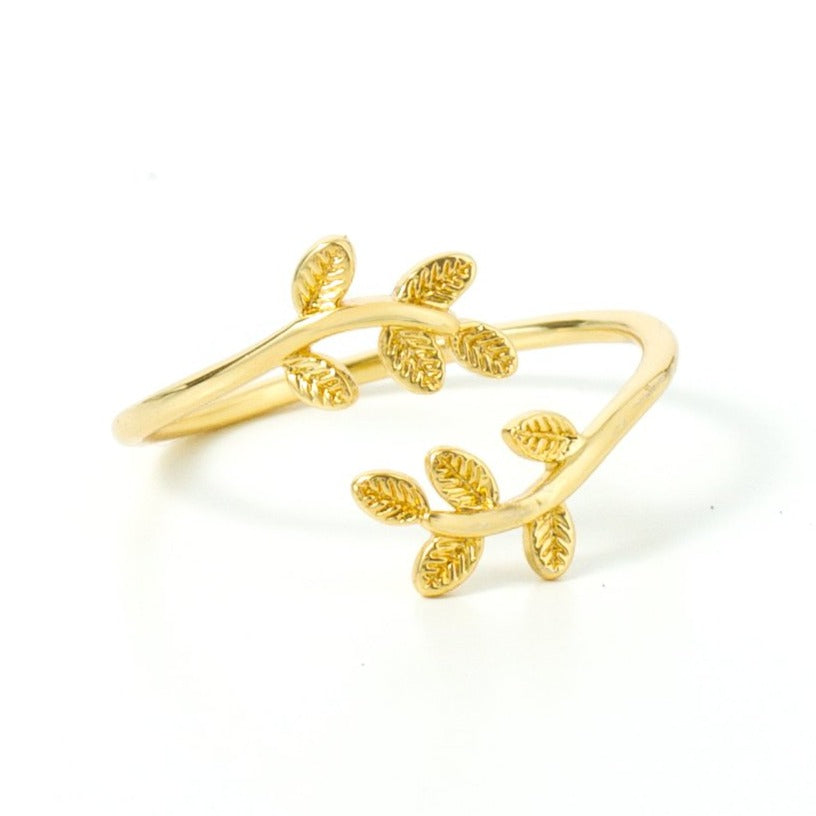 Adjustable Delicate Leaf Ring - Splendid Iris