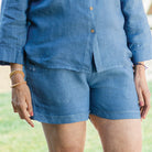 Linen Cuffed Shorts - Splendid Iris